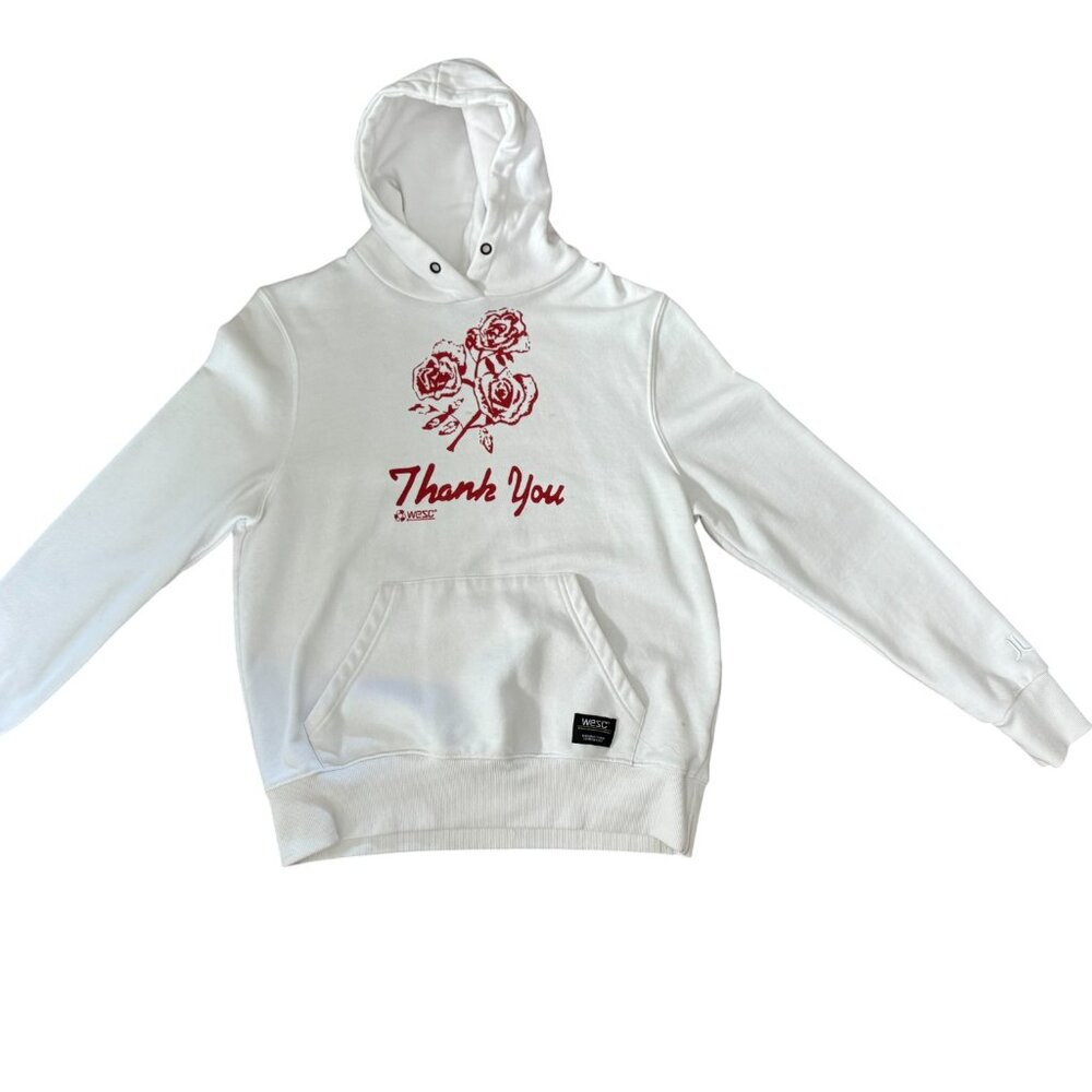 WESC White Hoodie – Men’s L / Women’s XL (Shrunk to Small Fit) – Thank You Rose